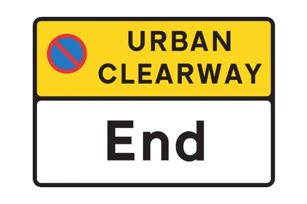 Sign showing the end of an Urban Clearway